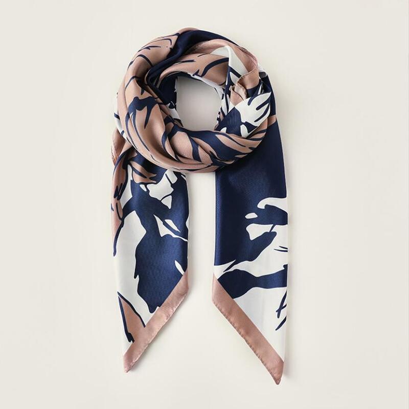 Женский квадратный Шелковый атласный шарф с принтом, 90x90 см
