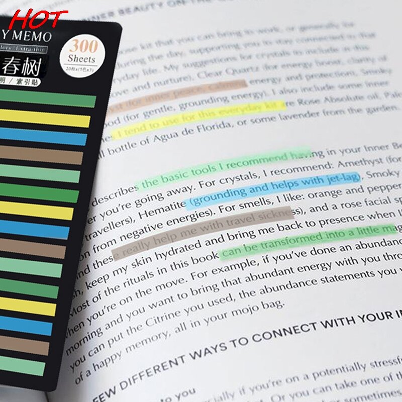 300 lembar transparan tab indeks neon hewan peliharaan catatan lengket untuk halaman penanda perencana stiker kantor sekolah perlengkapan