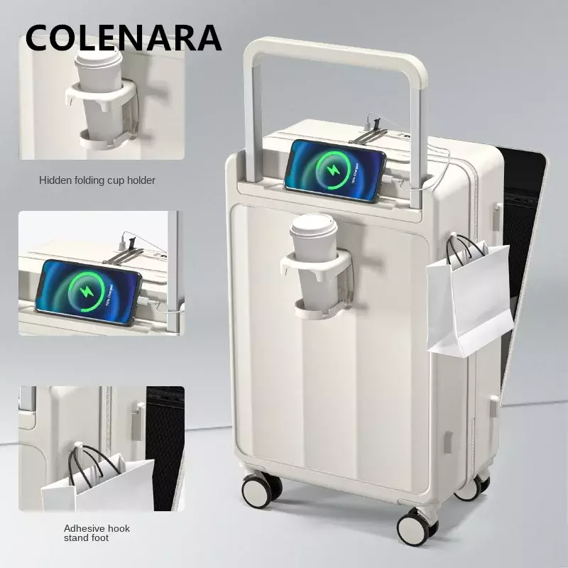 Colenara strap azier fähiges Gepäck 20 "24 Zoll Boarding Case 26 Front öffnung Laptop Trolley Case Student mit Rädern Roll koffer
