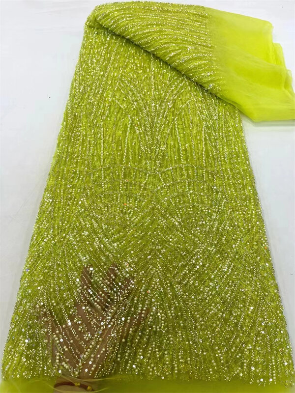 Lantejoulas africanas frisadas tecido de renda para o noivo costura, casamento nigeriano, bordado nupcial, tule francês, alta qualidade, luxo, 2024