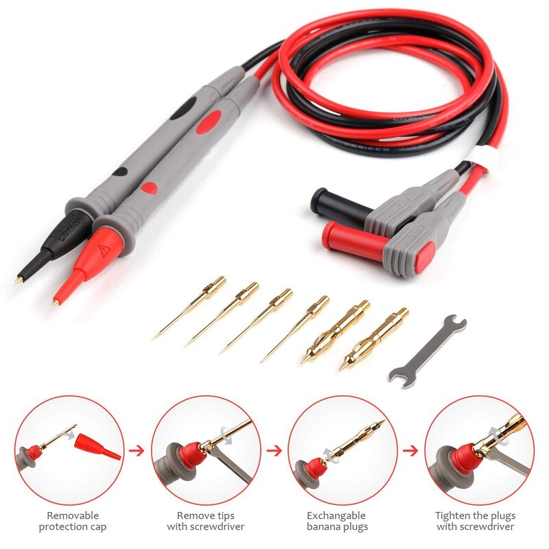 Auto Repair Tool Multimeter Meter Pen Line Test Kit,Digital Multimeter Lead,With Alligator Clip,Multi-Function Test Probe Tip