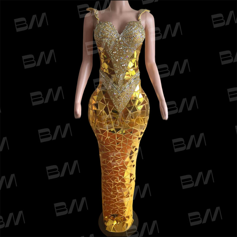 Real Photo Gold Mirror Mermaid Prom Dresses Sweetheart Cocktail Pageant Vestidos De Gala Formal Occasion Dresses
