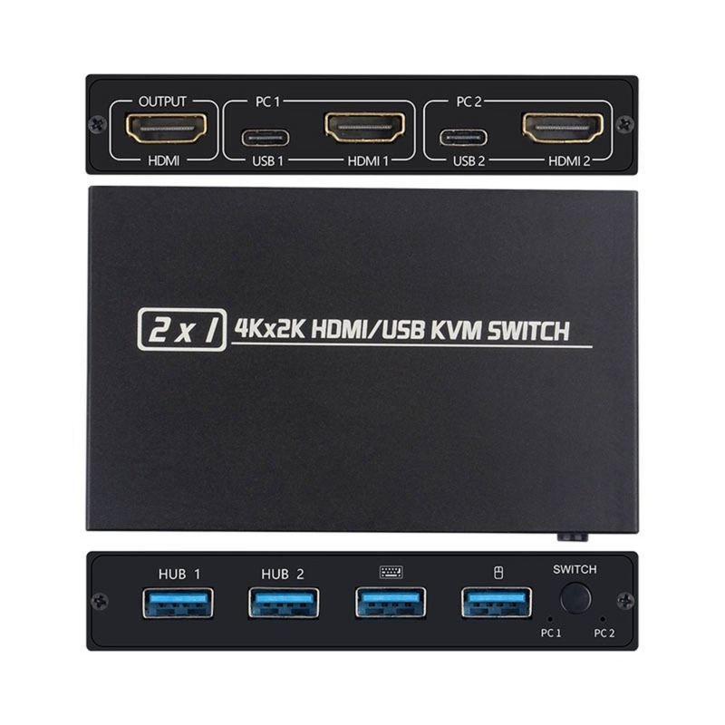 4 포트 USB KVM 스위처, 4K HDMI KVM 스위치, VGA 스위처 스플리터 박스, 공유 프린터 키보드 마우스 KVM 스위치, HDMI USB 허브