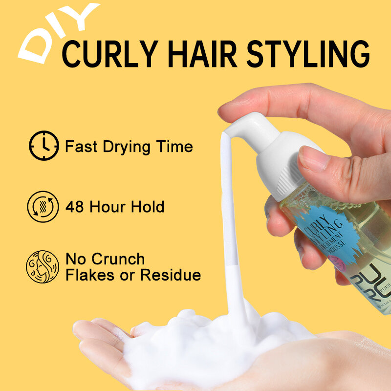 PURC Curly ผมผลิตภัณฑ์ Mousse Care น้ำมันมะพร้าว Smoothing Frizz Control Enhanced Curl Wavy Wigs ผมจัดแต่งทรงผมครีมมูสโฟม