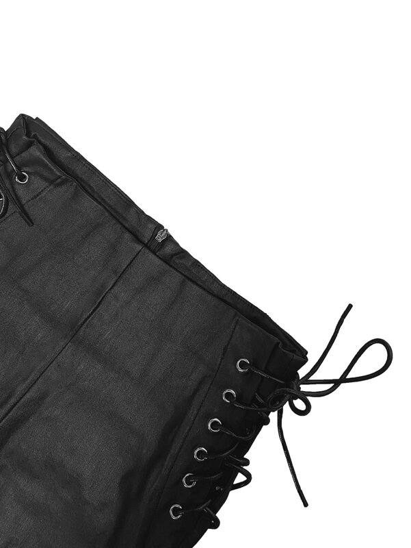 LW-Short taille haute en faux cuir pour femme, design bandage, fesses, élastique, serré, sexy, bottes, mince