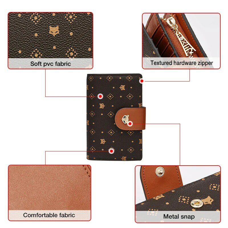 Foxer Damen Luxus Clutch Taschen hochwertige Brieftasche Dame PVC Tier druck Karten halter große Kapazität mittlere und lange Geldbörse