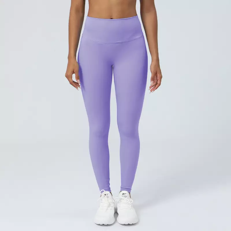 Celana Yoga ketat wanita, celana Fitness pengangkat pinggul elastis pinggang tinggi, celana Crop olahraga bersirkulasi udara, celana Yoga telanjang pinggul persik