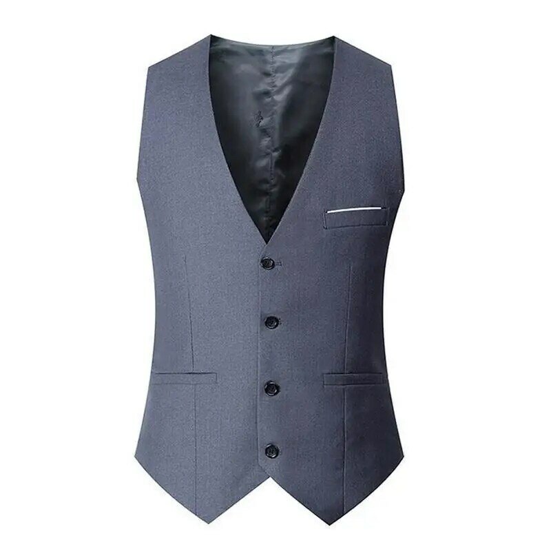 Slim Fit Anzug Westen Für Männer Schwarz Grau Navy Blau Business Casual Männlichen Weste Einreiher Gilet Homme Formale Jacke