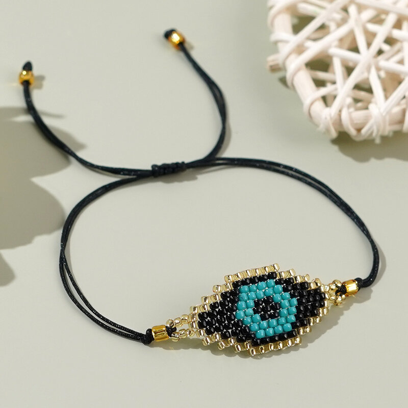 Rice bead bracelet Originality Devil's eye Design Hand knitting Bohemia Adjustable Fashion Simple Beaded bracelet