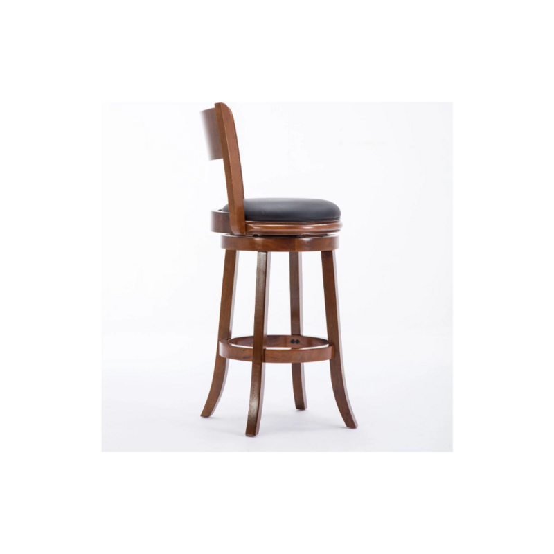Паленто 29 дюймов. Деревянный барный стул с высокой спинкой поворотный, отделка орехом