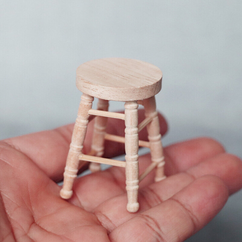 1:12 Dollhouse miniaturowe akcesoria drewniany stołek krzesło Doll House imitacja wyposażenia modelu dekoracji zabawki