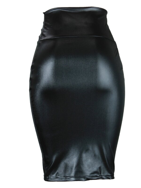 LW rok kulit imitasi wanita, rok panjang hitam klasik pinggang tinggi ukuran besar musim gugur 2023