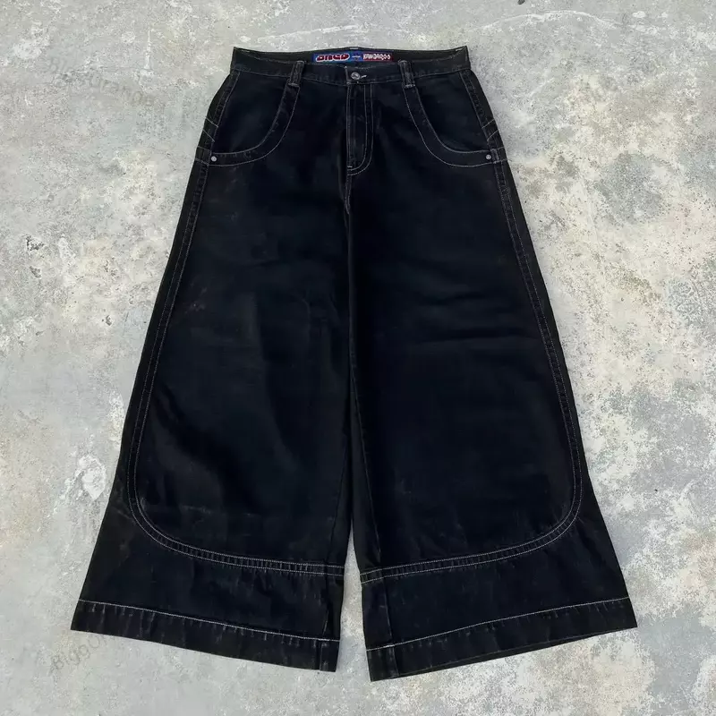 Hip Hop American Jnco Big Y2K Street Casual Loose Denim Pocket Boxing Kangaroo Print Wash Wide Leg Jeans for Men and Women Pant