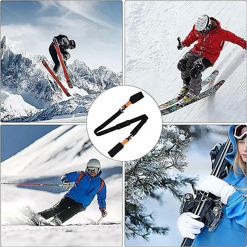Regulowany kijek narciarski pasek na ramię z antypoślizgową podkładką nylonowa torba narciarska dla narta idealna do noszenia nart Skiboards F9p2