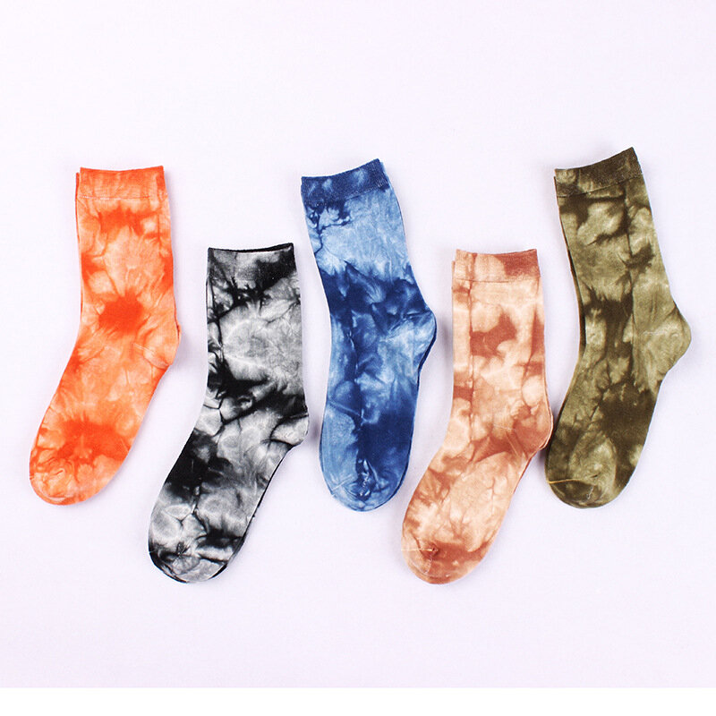 Autumn and winter new products Japanese Korean style tie-dye European and American street style skateboard socks couple socks