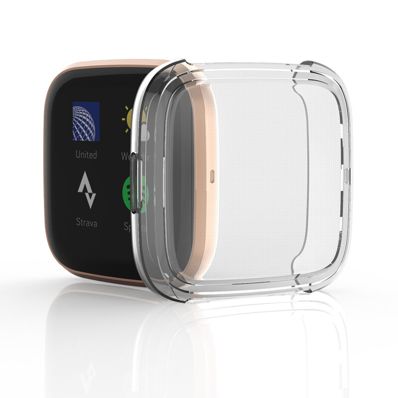 Fitbit Versa 1 2 3 4 용 소프트 TPU 풀 커버 케이스 Fitbit Versa Lite/Fitbit Sense 2 케이스용 커버 스크린 보호 쉘