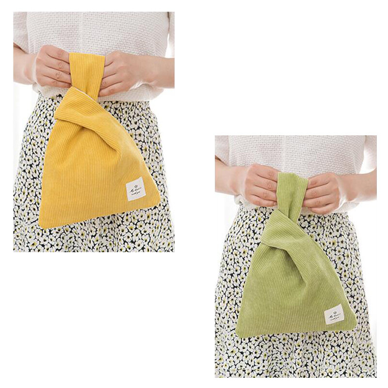 Bolsa japonesa de pulso mini nó para mulheres, bolsa alça superior de veludo, bolsas simples, bolsas para compras, bolsa chave do telefone