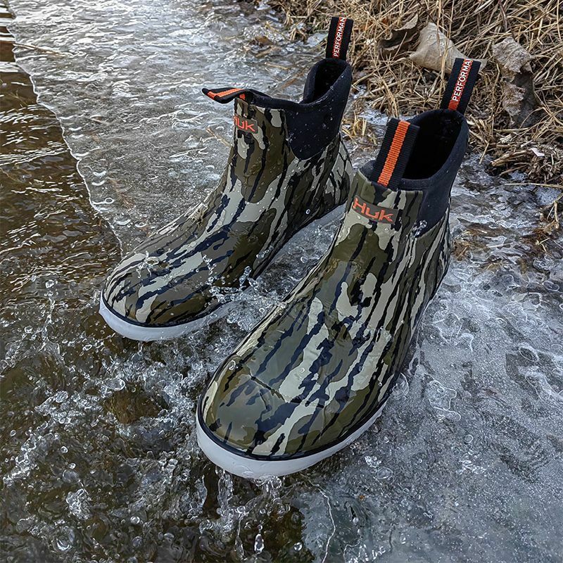 Impermeável High Top PVC Rain Boots para homens e mulheres, botas de pesca Light Trainer, botas de camuflagem, sapatos casuais, verde