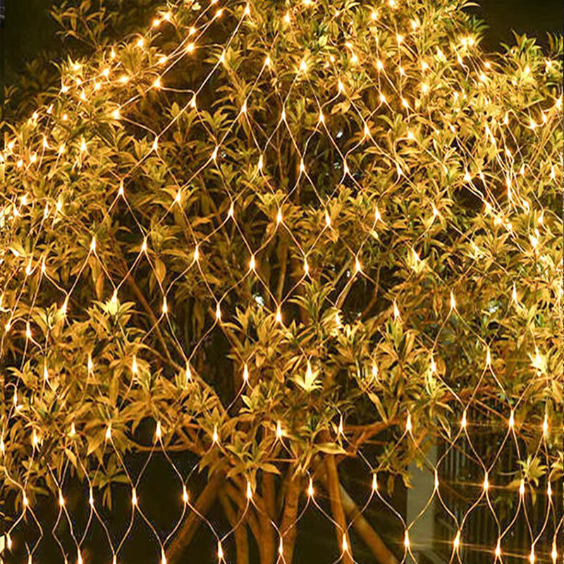 Net LED String Lights 8 Modos 220V 3x3m 3X2M Festival Decoração de Natal Ano Novo Festa de Casamento Impermeável