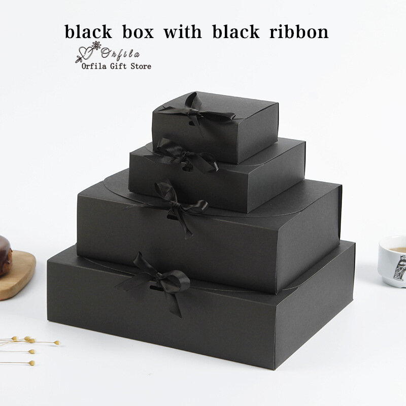 Confezione regalo nera da 5/10 pezzi confezione regalo piccola scatola di carta Kraft vuota forniture per feste bomboniere compleanno caramelle cioccolato