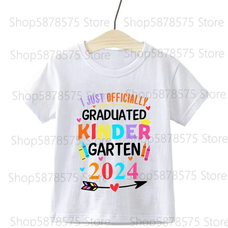 Детская футболка 2024 I Just Graduated для детского сада, Детская футболка для классов, футболка для мальчиков и девочек, красочный Забавный подарок, футболка