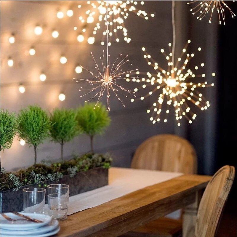 500 LED Cantik Kembang Api Peri Lampu DIY Natal dan Tahun Baru Kamar Tidur Dekorasi Pencahayaan Karangan Bunga Tali Lampu