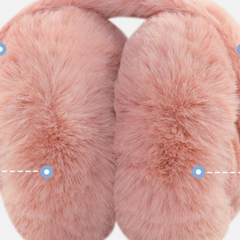 Women Winter Earmuffs Thick Plush Solid Color Elastic Foldable Ear Protection Ear Cover Outdoor Ear Warmers