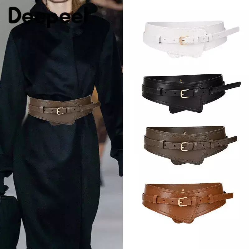 1Pc Deepeel 103cm New Ladies Genuine Leather Belt Fashion Wide Corset Pin Buckle Wiastband Dress Coat Decoration Cummerbunds