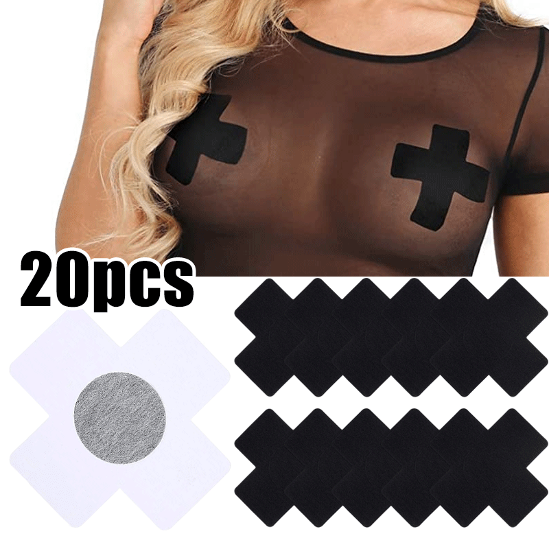 20pcs Sexy Cross Nipple Covers Disposable Black Breast Pasties Stickers Nipple Patch Chest Paste Pad Women Intimates Accessories