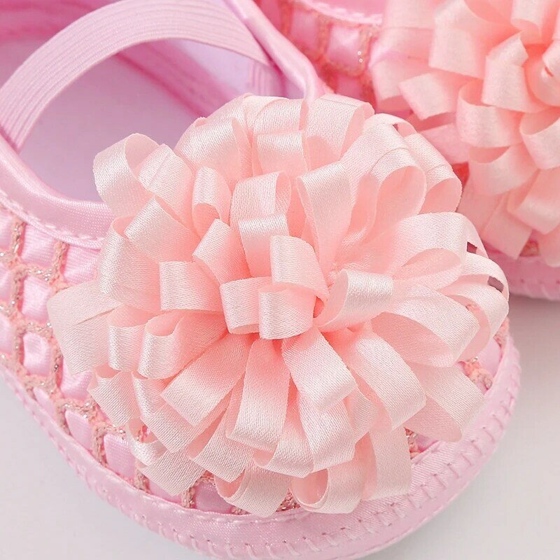 Baby Girls Princess Shoes and Headband Ribbon Flower Mary Jane Flats Dress Walking Shoes for Newborn Infant Toddler
