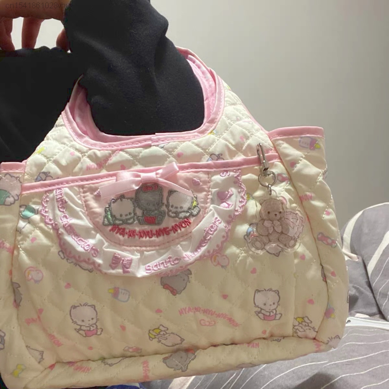 Tas tangan desainer Kawaii tas Duffle Sanrio lucu tas Messenger bahu wanita Tote wanita tas tangan kartun Y2k tas kosmetik wanita