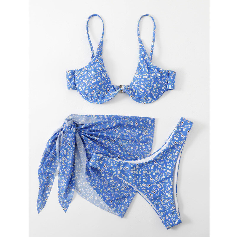 2024 Sexy Bikini damskie stroje kąpielowe damskie trzyczęściowe stroje kąpielowe plażowe strój kąpielowy kostiumy kąpielowe brazylijskie Bikini zestaw basen kąpiący się