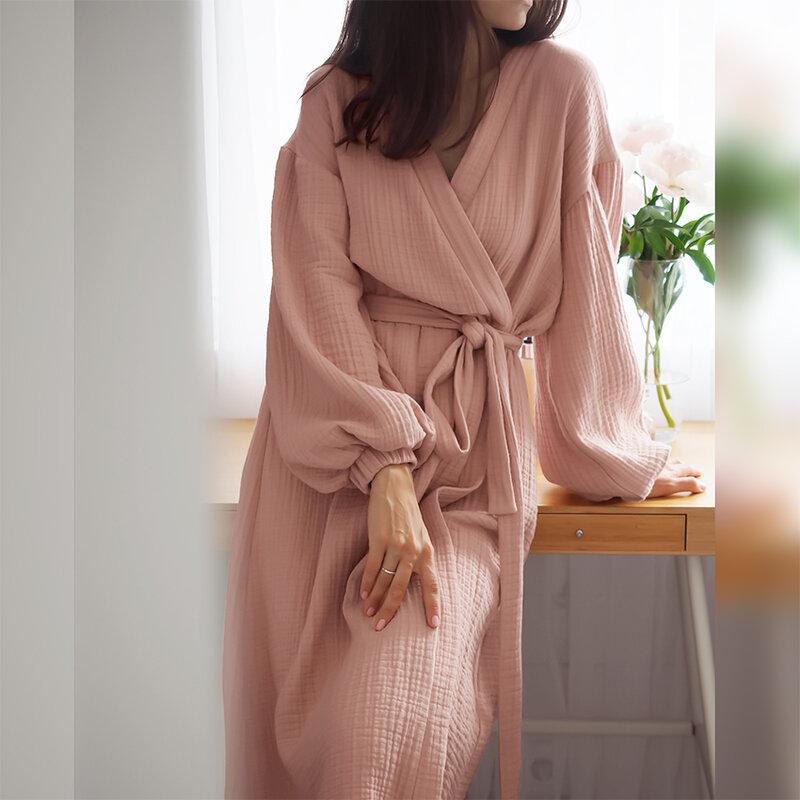 Hiloc โคมไฟแขนยาว Robe ชุดนอนสตรี Kimono Sashes Elegant เสื้อคลุมอาบน้ำหญิง Nightie 2022เสื้อคลุมชุดสตรี