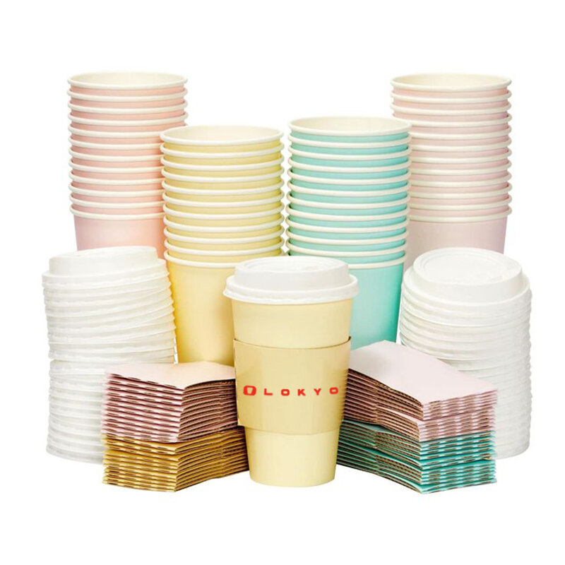 Prodotto personalizzato lokyo logo personalizzato caffetteria confezione da asporto tazza da caffè espresso usa e getta set di bicchieri di carta con