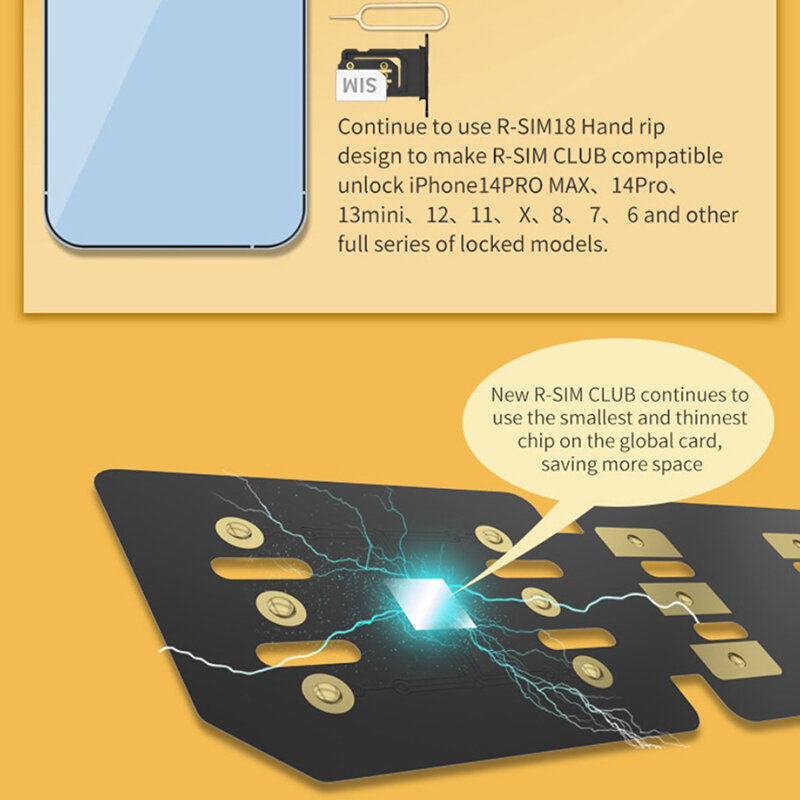 R-SIM18 클럽 Rsim 클럽 R-SIMCLUB, CPU 잠금 해제 카드, SIM 카드 스티커