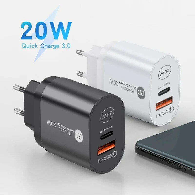 Olaf – chargeur rapide USB Type C PD 20W QC PD 3.0, adaptateur Portable à double Port pour IPhone 13 12 IPad Xiaomi
