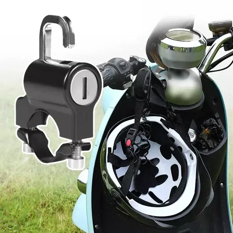 Motorcycle Helmet Lock Portable Anti-Theft Security Lock Electric Scooter Bike Handlebar Mount Helmet Locks with 2 Keys