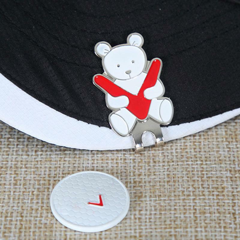 모자 클립이 있는 곰 골프 공 마커, 곰 패턴 에나멜 골프 공 마커, 모자 클립이 있는 자석 골프 공 마커, 모자 클립