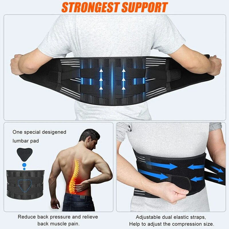 Lumbar Pad Back Support Elastic Double Compression Belt for Lower Back Pain Relief,Scoliosis,Herniated Disc,Sciatica Men Women