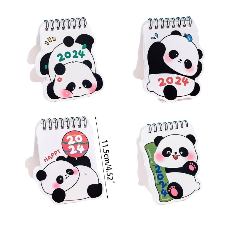 K1AA 2024 Desk Calendar, Standing Flip Desktop Calendar with Pandas Pattern for Home