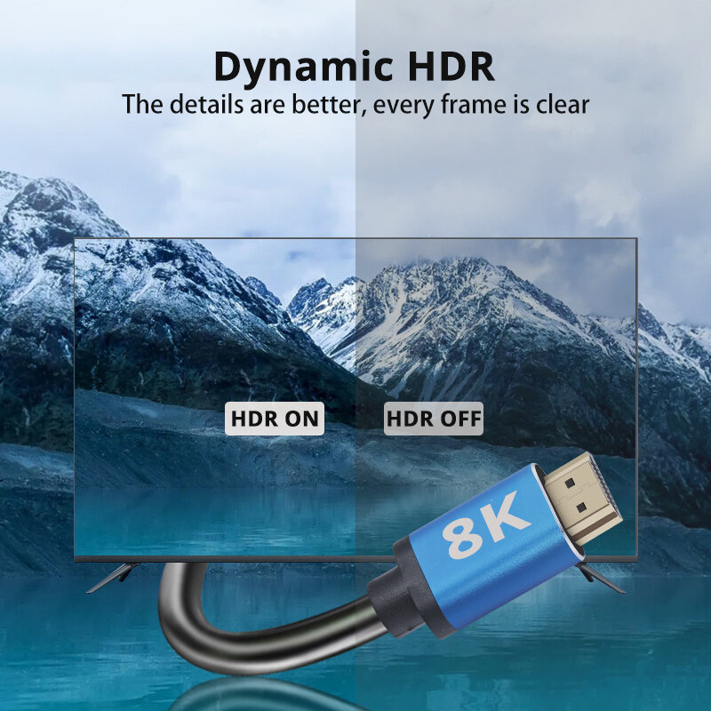8K HDMII-Compatible 2.1 Cable for Xiaomi TV Box PS5 USB HUB 8K@60Hz Cable 48Gbps eARC Dolby Vision HD 1m 2m 3m 5m 10m 15m 20m