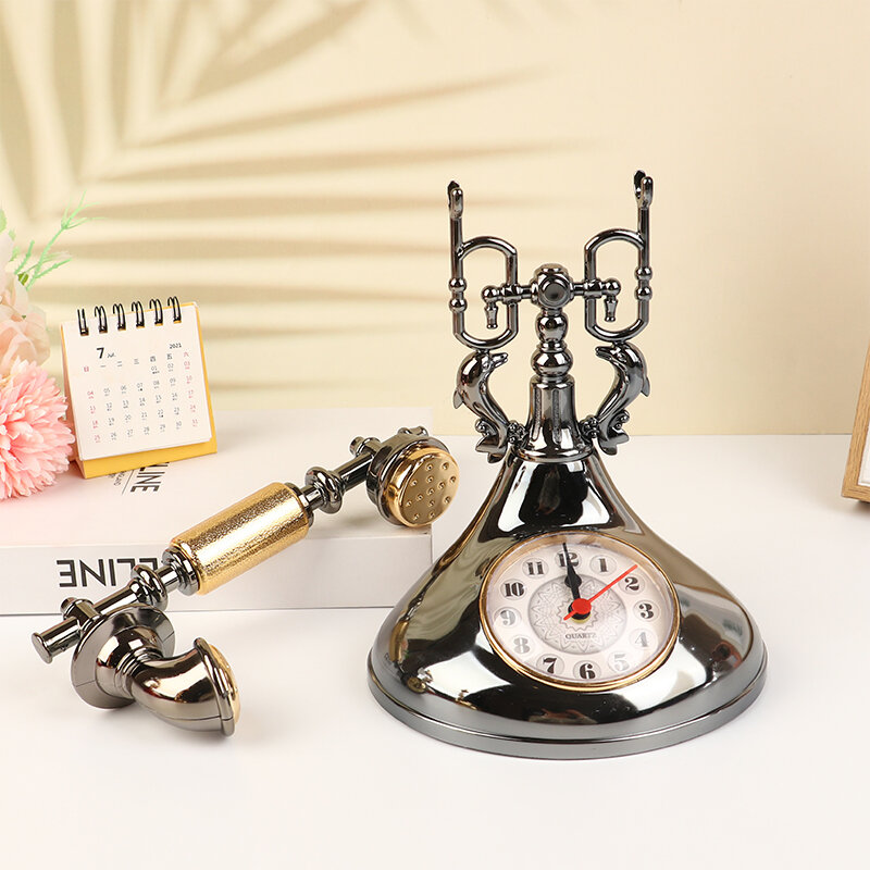 Европейский стиль ретро маятник телефон будильник часы Классический маленький будильник настольное украшение