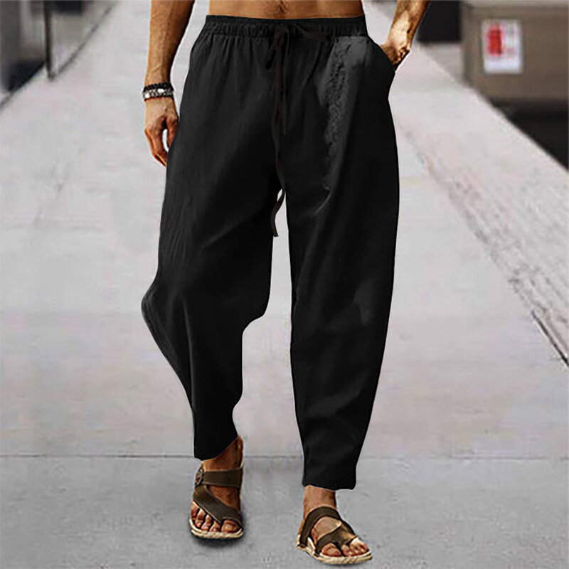Мужские летние брюки-багги на шнуровке, женские брюки с широкими штанинами, длинные брюки-султанки, джоггеры 2023