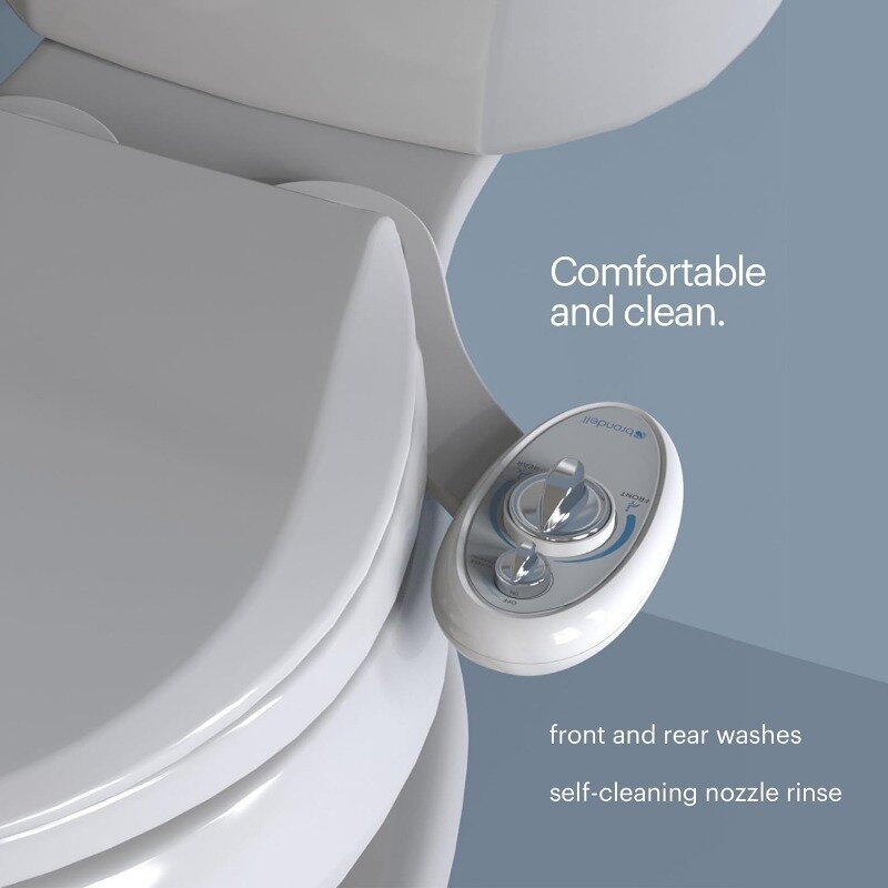 Brondell Bidet Left Hand Bidet Attachment - control panel on left side - Dual Positionable Nozzles for front and rear wash,LH-12