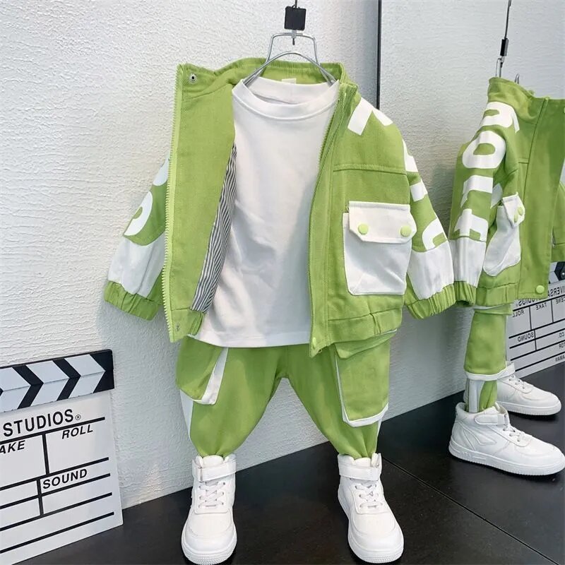 Spring and Autumn Children's Clothing Set New Boys' Denim Coat Pants 2 Piece Set Fashionable Baby Casual Sportswear 2-7Y