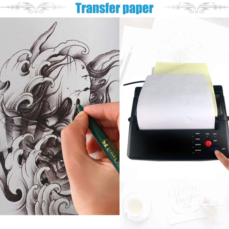 Mão Tracing Transfer Machine, Tattoo Transfer Paper, Padrão de dupla utilização, Tattoo Consumíveis Acessórios, 4 camadas, 5 pcs, 10pcs