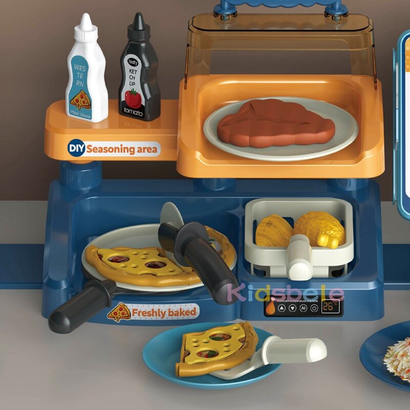 子供ピザショップキッチンセットジュースドリンクマシンおもちゃのキッチンおもちゃプレイセットふり再生ショッピングレジのおもちゃ