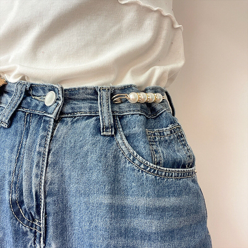 Abnehmbare Hosen Pin Perle für Frauen Modeschmuck Mädchen Verschluss Hosen Pin sieht dünn verstellbar frei Schnallen für Jeans