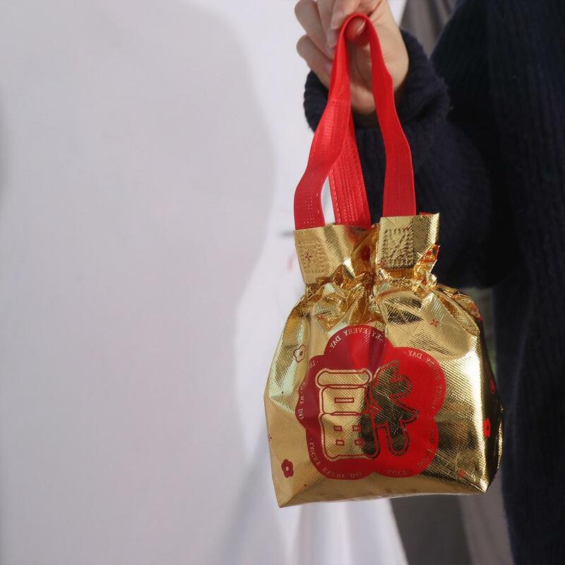 Fu tas hadiah tali serut karakter perlengkapan Tahun Baru portabel ramah lingkungan tas permen dapat dilipat Goody Bag kantong Makeup bulu mata
