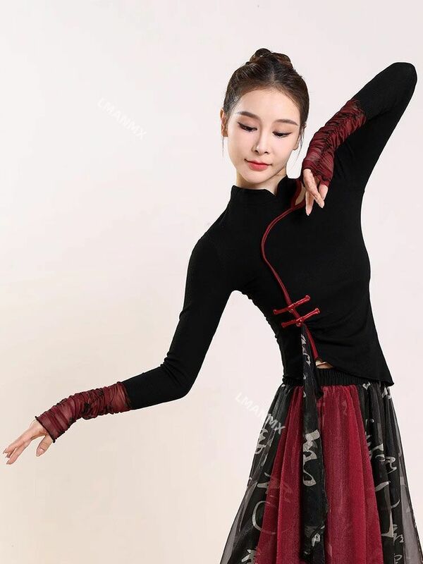 Traje de baile clásico de estilo chino, Ropa de baile Qipao ajustada, ropa de hilo fluido, ropa de actuación de Drama de práctica china